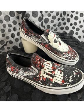 VANS X FRIDAY THE 13TH SLIP ON HOUSE OF TERROR JASON VOORHEES  SIZE 12 RARE HORR